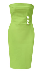 TRÄGERLOSES MINIKLEID IN GRÜN